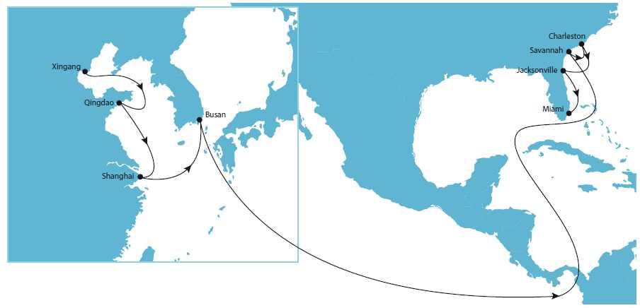8,500TEU 급컨테이너선 11척을투입할예정에있음 이를통해북미-태평양항로인머스크라인의 TP12 서비스가크게개선될것으로전망하고있으며,