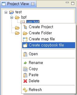 file] 를선택한다. [ 그림 3.13] Create copybook file 2.
