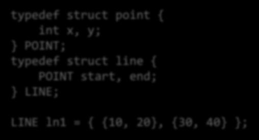 point { int x, y; } POINT; typedef struct