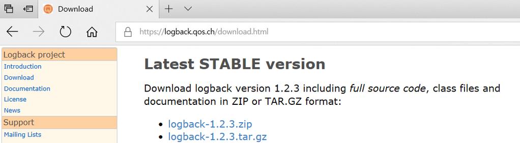 28 Java 프로그래밍 4.1 logback 소개및설치 click 1 click 2 [ 그림 17.22] logback 다운로드페이지 logback-classic-1.