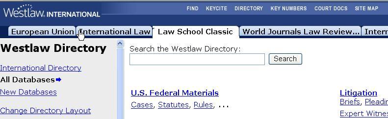 Westlaw Directory : 직접주제관렦검색어를입력하여데이터베이스검색