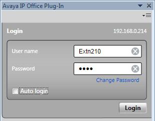 13.2 로 그인 사용자는Avaya IP Office Plug-in을 사용하여one-X Portal에 로그인할 수 있습니다. 로그인하려면: 1. Outlook을 시작합니다. 2. 도구 모음에서 애드인을 선택하고 Avaya IP Office Plug-in을(를) 클릭합니다. 로그인 대화 상자가 나타납니다.