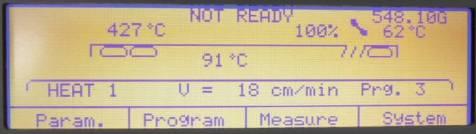 프로그램번지 설정된온도가도달이되었을때, Not Ready에서 Ready로변화된다.