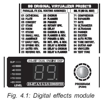 Built-in stereo effects processor는 wired-up 이될필요가없다는이점이있습니다. 이는바로시작시의윙윙거리는소리의위험이나 level 이상을차단하고그결과바로사용가능합니다. FX parallel 이 effect preset 은전형적인 "mixing effects" 입니다.