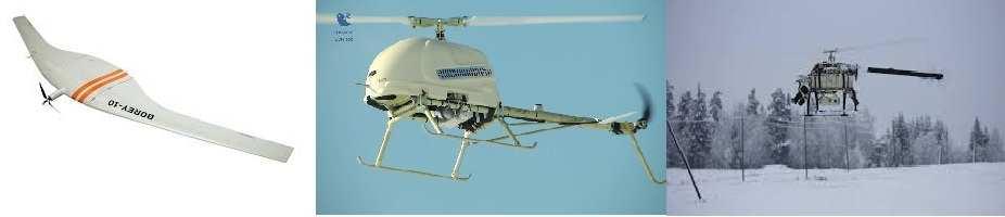 미 UAVOS 사, 최신개발무인기공개 m UAVOS 사는인도의바라트사와협력개발한최신무인기들을 UAV India 2018 전시회에서공개하였음. - 인도는군용무인기자체개발사업의부진에따라해외의기술지원을통한개발로전환 - 고정익 보레이-10 은이륙중량 15kg의영상획득용자동이착륙무인기 2,000W 전기모터 / 프로펠러와리튬배터리로추진하여 0.