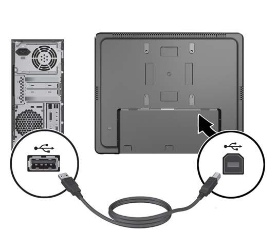 그림 2-25 오디오케이블연결 5. USB 업스트림케이블을 PC 와모니터에연결합니다.