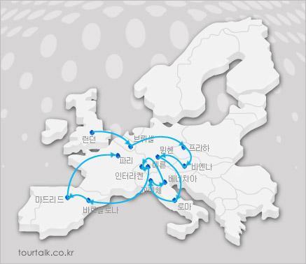 [ 편한 #]- 유럽자유배낭 9 일 야간이동 회 ( 상품코드 :EUR010) 여행국가 10 개국 ( 영국, 프랑스, 벨기에, 네덜란드, 체코, 오스트리아, 독일, 이탈리아, 스위스, 스페인, 프랑스 ) 여행도시 1 개도시 ( 런던 / 브뤼셀 / 암스테르담 / 프라하 / 비엔나 / 뮌헨 / / 피렌체 / 베네치아 / 인터라켄 바르셀로나 / 마드리드 / )