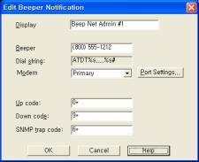 3 Beeper Number, 4 Dial String, ATDT%s,,,,%s# %s, %s (beeper code) #, * (-) (,) 1,,, 5 Modem Setup Primary Alternate Port Settings notification notification (: baud rate )