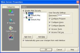 2 Enable Web Security ( ), ID 3 Add User 4 Add User, 5 Username, ID 39 6 Password, 39 7 Available Maps Note