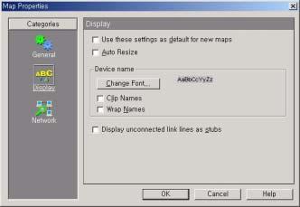 Use these setting as default for new maps, Auto Resize,,,, Device Name Change Font Sample Label Clip Names,