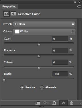 색감보정하기 [ 메뉴바 ] Layer > New Adjustment Layer > Selective Color 조절 Properties