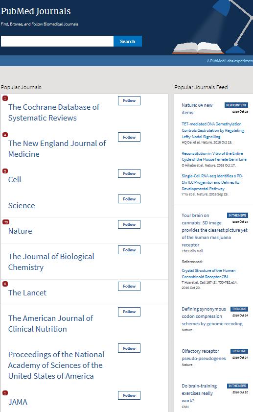 PubMed Journals 1 2 3 1 저널검색 관심있는저널검색가능 2 Popular Journals 의학분야의핵심저널 10