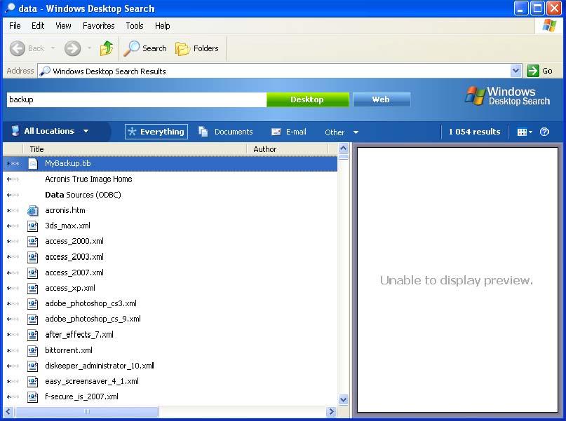 Windows Search 결과 Windows Vista 검색결과 9.3 이미지마운트 1.