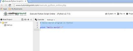 옵션 2: Python 스크립트를온라인에서실행하여서명생성 Python 스크립트를온라인에서실행하여서명을생성하려면아래단계를따르십시오. i. http://www.tutorialspoint.com/execute_python_online.php 로이동합니다. 다음과 같은창이열립니다. ii. OAuth 끝점을호출하려면 main.