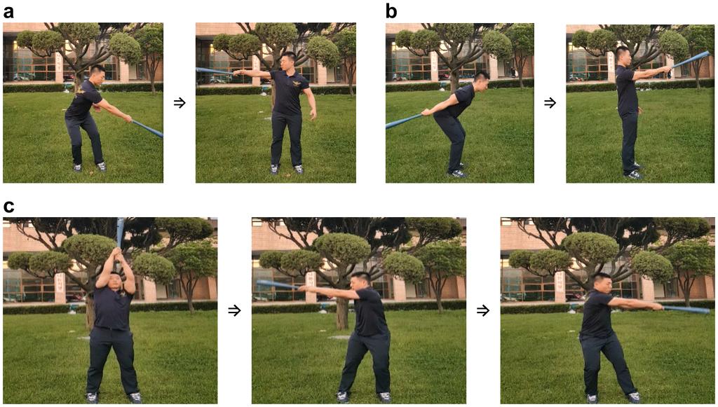 The effect of RNT on golf kinematic sequence 67 Fig. 3. Demonstration of inertial loading tasks. a. *Side swing.