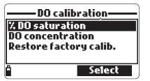 % D.O 포화정도가보정이되면, D.O 농도범위도보정이되어진다. 용존산소는 D.O 포화정도, 온도, 염분, 기압에영향을받는다. 표준용액혹은레퍼런스 D.O 기기는보정동안수치를비교하는데사용되어진다. D.O 보정범위의보정은싱글포인트에서 (4-50mg/L) 에서이루어진다. 측정하고자할수치와가까운 D.O센서를보정하도록권장한다.