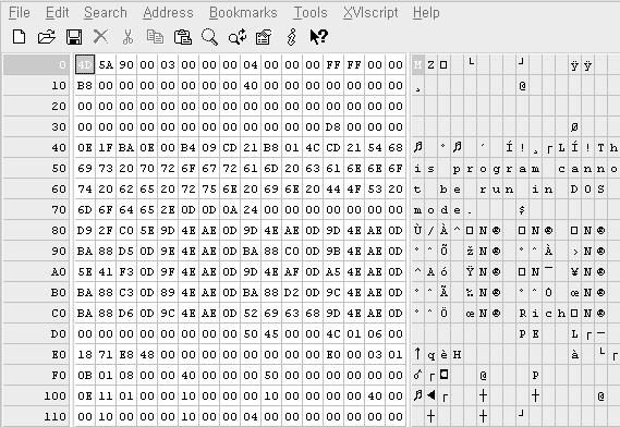 2. DOS Header 64bytes 의고정된크기를가지며, 디스크상의첫부분과메모리상 ImageBase 에위치하고있다. ( 아래의그림은 XVI32.exe 로간단한 if 문이코딩되어있는파일을열어서확인한사진임.