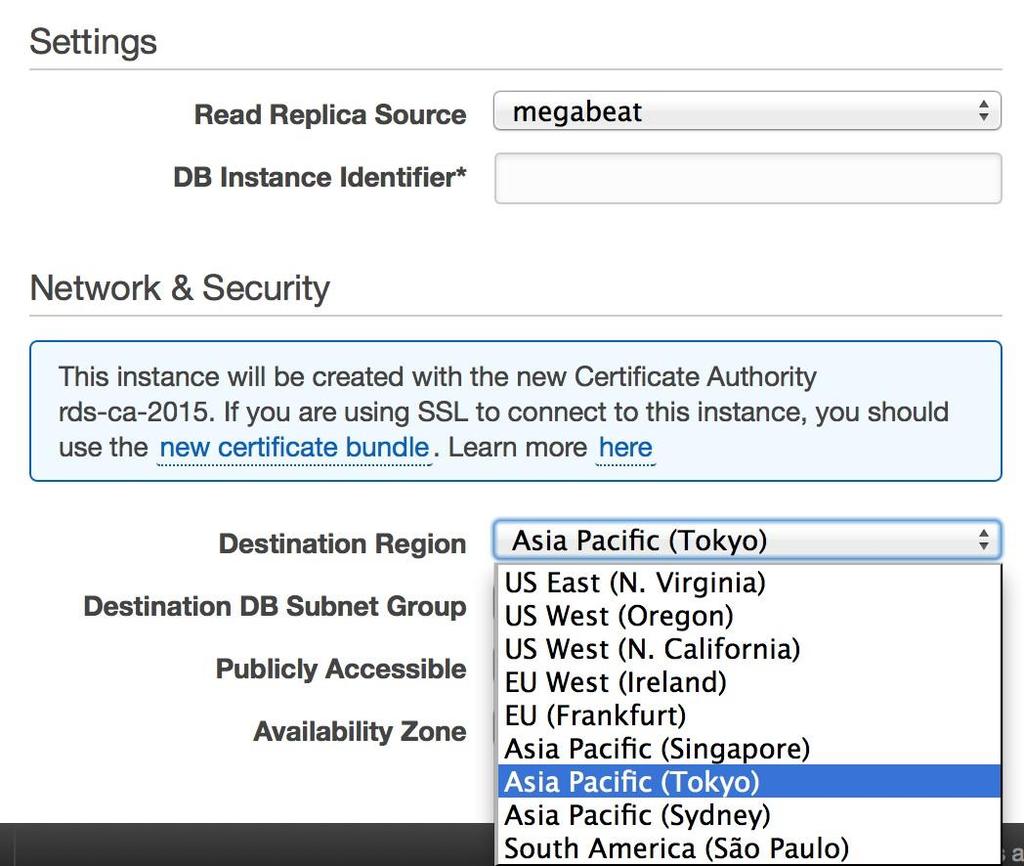 다른 AWS Region