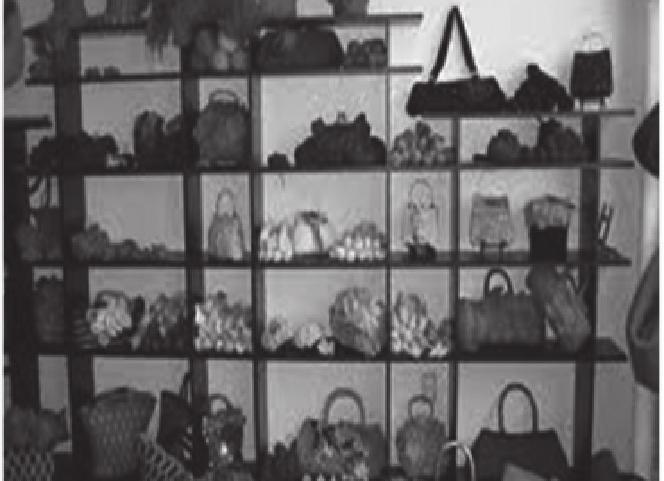 Some bags are being displayed on the shelf. ( ) B. Some bags are displayed on the shelf. ( ) III.