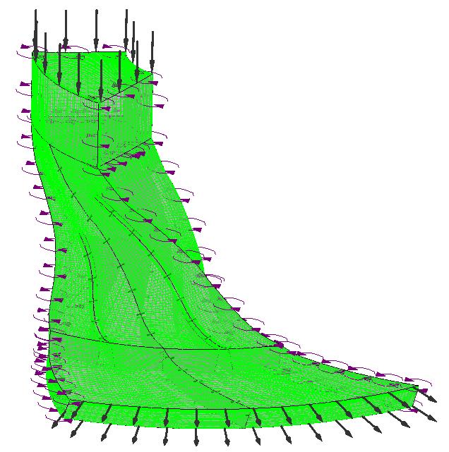 임펠러에서부하가전반적으로균일하게작용함을알수있다. 그림에서의 x축은자오면 (meridional plane) 에서블레이드길이로무차원화한길이 (normalized M) 이다. Fig.
