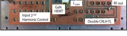 5GHz 대역 36W급 GaN HEMT 전력증폭기 포항공대에서는 Nitronex 사의 GaN HEMT를사용하여 ( 그림 4) 에서보는바와같이 2.14GHz 에서출력전력 40.7dBm의특성을갖는 Doherty 증폭기를발표하였다 [14]. 그리고포항공대에서는 Cree 사의 GaN HEMT를이용하여 ( 그림 5) 에서보는바와같은 3.5GHz 에서 45.