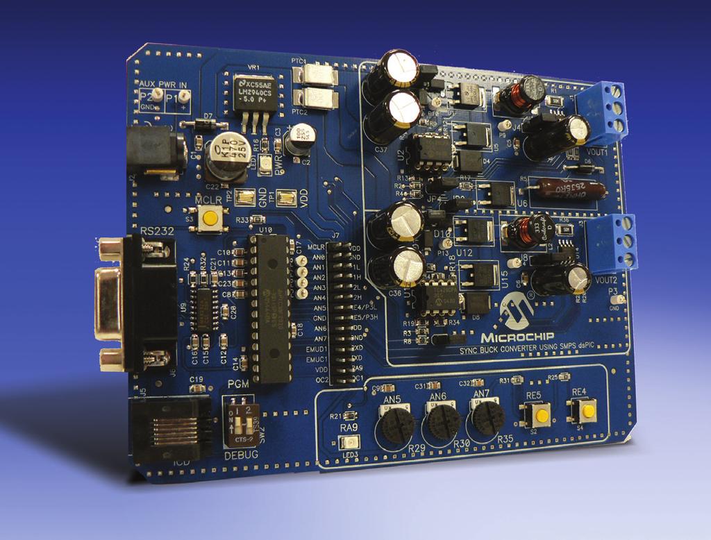 입증합니다. 마이크로컨트롤러와 함께 설정하는 경우, MCP1630 는 전원 시스템 듀티 사이클을 제어하여 3.3V/1.2A, 1.2V/600mA 및 4.7V/150mA 등 3개의 정격 전압을 제공합니다.
