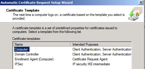 On the Certificate Template page, click