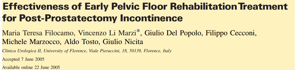 1) 전립선암과운동중재 (1) 요실금개선 전립선절제술을받은환자 300명대상 Group A (n=150) : Pelvic floor