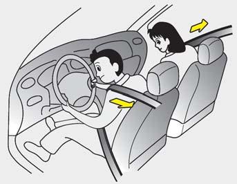 플레이트가유리창에부딪히지않도록플레이트를잡천천히안전벨트가감기도록하십시오.
