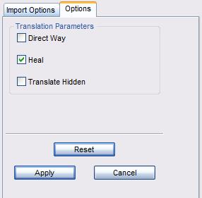 Options Form 여기서는 import 와 export 에대한 translation parameters 를제공합니다. Direct Way 체크하면, translator 는 data 를바로 Parasolid 로저장합니다.