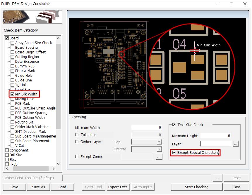 - Misalignment Mark 검사항목이추가됨에따라, 기존메뉴를선택하여검사하도록개선 Board Min Silk Width
