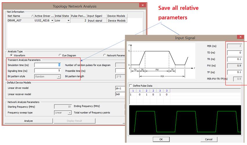 Network Analysis Network Analysis 결과저장시관련 Parameter 전체가저장되도록수정 Data Line Analysis,