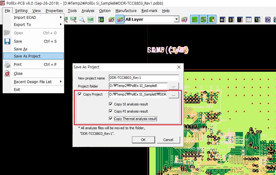 Automatic DDR BUS Analysis Timing Margin 측정시기준이되는 Vref 적용방법변경기존 : Vref 값을 IBIS Model을참조하여설정수정 : Vref 값을 JEDEC 기준으로만든 Timing Table을참조하여설정 (Vref = VDD/2) File/Save as project Added Option: Copy Project