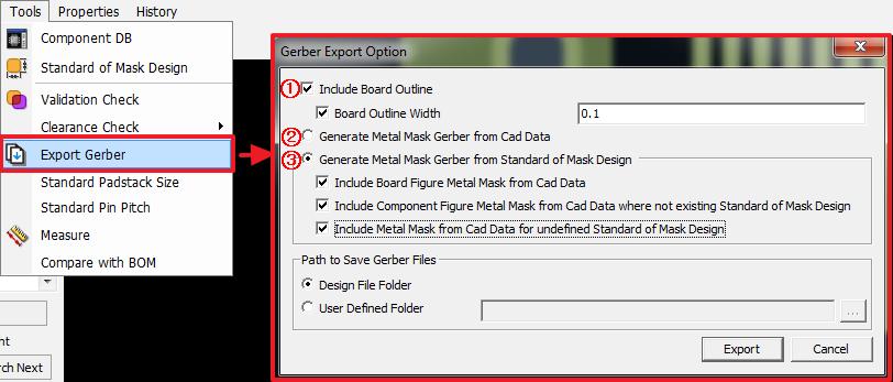 Tools Export Gerber Added Option: Gerber 출력을위한옵션추가 1 Gerber Data에 Board Outline