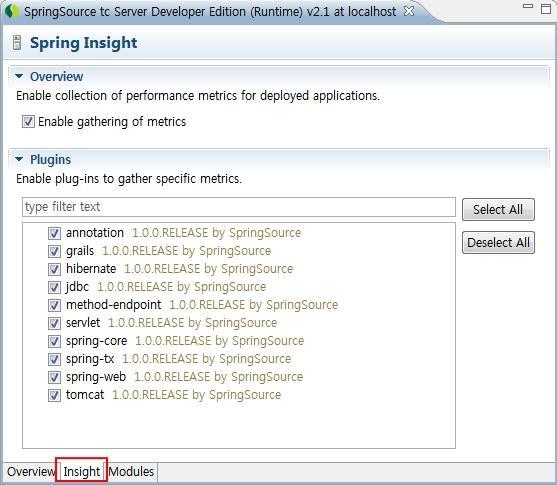 2. Spring Insight 오류! 지정한스타일은사용되지않습니다. 2.1 설정하기 Spring Insight 는 STS 의 tc Server 에기본내장되어있다.