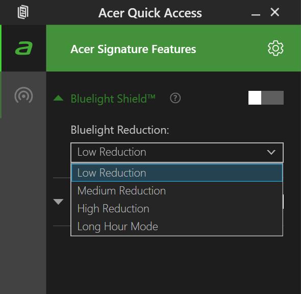 44 - Bluelight Shield B LUELIGHT SHIELD Bluelight Shield를활성화하면화면에서나오는청색광을줄여눈을보호할수있습니다. Bluelight Shield를구성하려면, [Start] ( 시작 ) 메뉴에서 Quick Access 를검색합니다.