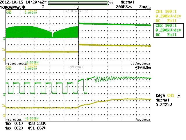 The unit was also tested with RV1 removed and C6 replaced by a 400 V rated 2.2 F, electrolytic capacitor.