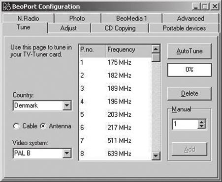 10 BeoPort 구성 Configuration 메뉴 * 에서 BeoPort 를설정하고조절하십시오. 이장에는, 올바른 Option 번호설정방법을비롯한, PC TV를보려면해야할일들이나와있습니다. Configuration 메뉴에는또한, 사용자의특정한설정에따라, 선택해야할것들이여러가지포함되어있습니다.