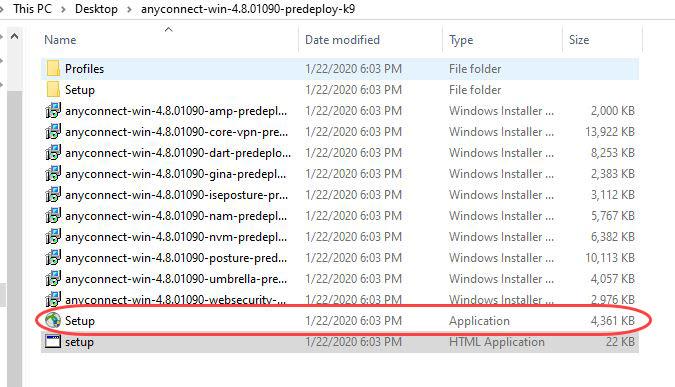 Downloads( 다운로드 ) 폴더에서 AnyConnect 파일을찾습니다. 브라우저기반다운로드는대개 Windows 에서디바이스의다운로드폴더에저장됩니다.