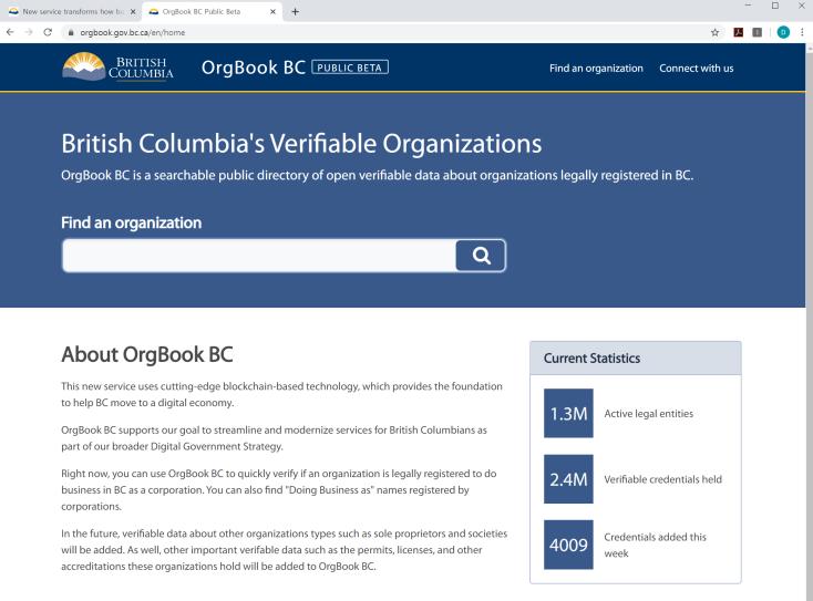 6-1. 해외사례 캐나다 도입현황 캐나다 British Columbia 주는블록체인기반디지털 ID 를통한정부 - 기업간정보공유시스템 OrgBook BC 구축 British Columbia