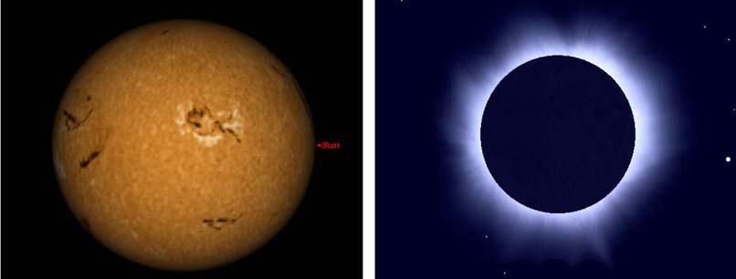 Sun s surface (left) and total eclipse