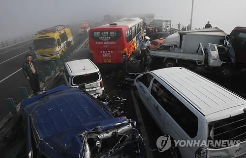 영종대교추돌사고로인한사상자는사망 2인부상 63명등총 65명으로외국인도 18명이포함된것으로알려져있다. 그림 2. 서해대교, 영종대교추돌사고 ( 연합뉴스 ) Fig. 2. Seohae Bridge & Youngjong Bridge rear end collision ( yonhap news ) 그림 1.