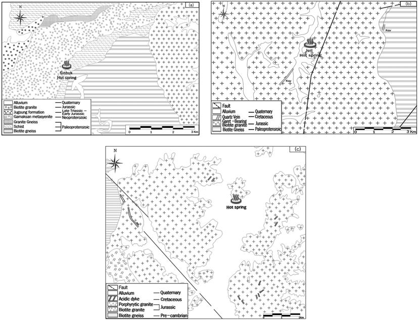 s yw p»» 51 Fig. 2. Geologic map of Sinbuk hot spring area(a), Jeil hot spring area(b) and Icheon hot spring area(c). yw p ww» w vw p» x( y, 1974;, 1999) w w»wš w. Fig. 2 w. œ,» y, w ty. y Ÿ,,, w.