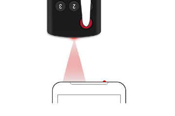 만능리모컨 만들기 리모컨 학습 시 휴대전화 우측 상단의 적외선(IR) 센서와 리모컨을 일직선 상에 0~3cm 정도 떨어져 마주보게 합니다.