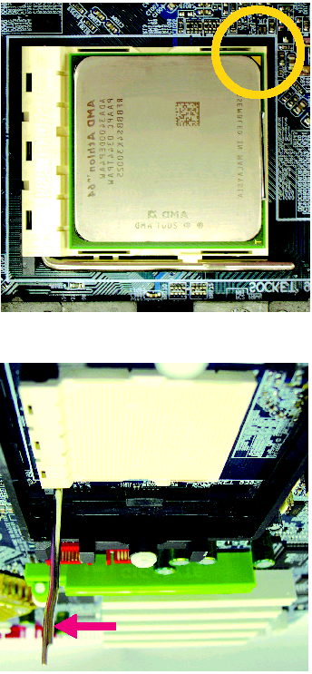 Italiano 한국어 1-3 CPU 및 방열판의 설치 경고 CPU 를 설치하기 전에, 다음의 조건들을 따르십시오: 1. 마더보드가 지원하는 CPU 인지 정확히 확인하십시오. 2. CPU 의 들어간 한쪽 모서리를 주의하십시오. CPU 를 잘못된 방향으로 설치하면, CPU 가 올바로 삽입되지 않습니다. 이럴 경우, CPU 의 삽입 방향을 바꾸십시오. 3.