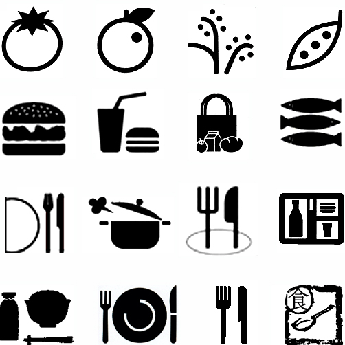 영양에 관한 픽토그램 스케치 영양을 상징하고 쉽게 인식할 수 있는 소품을 선정.