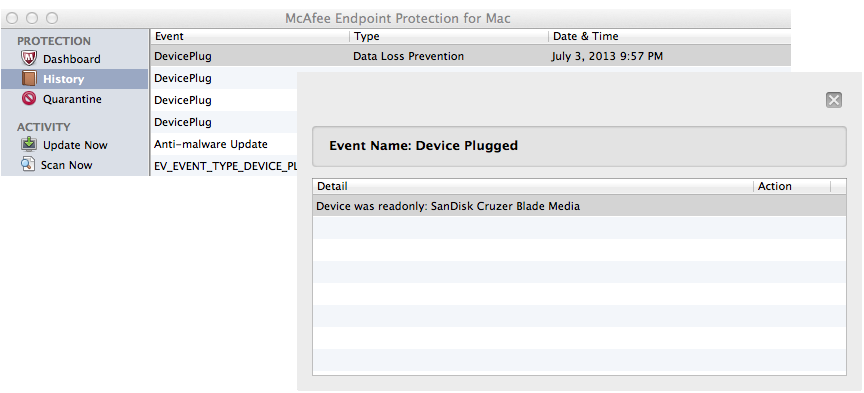 소개 McAfee DLP Endpoint 클라이언트 소프트웨어 1 OS X 엔드포인트에서 콘솔은 상태 표시줄의 McAfee 메뉴릿에서 활성화합니다.