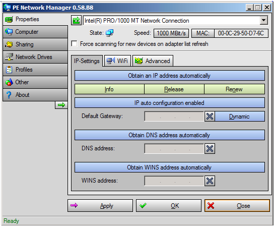 8 네트워크 구성 유틸리티 사용 네트워크 구성 유틸리티(NCU)는 Recovery Environment에서 사용할 시스템의 네트워크 인터페이스 카드(NIC), TCP/IP 설정 및 도메 인 정보를 구성합니다. 주: PE 네트워크 관리자는 종합적인 세트의 네트워크 옵션을 제공합니다.