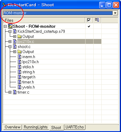 그림 24. LPC 2000 Flash Utility 실행 ROM 모니터를 이용하여 실행과 디버깅을 하기 위해서는 Project 상단에 있는 적색 부분 (Configuration Menu) 의 항목을 먼저 선택하자. 이름은 사용자가 임의대로 만들 수 있는데 사실 이 항목은 이름뿐이다. 옵션을 올바르게 적용해야한다.