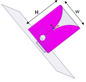 (b) Three-dimensional antenna structure <그림 1> 최적화된 단일안테나 구조. <Fig. 1> Optimized Single antenna structure.